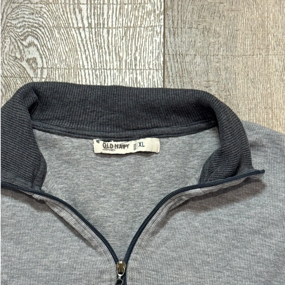 Y2K Old Navy Mens XL Thermal Quarter Zip Heather Grey